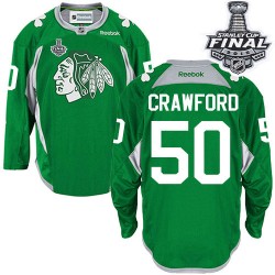 Corey Crawford Chicago Blackhawks Reebok Premier Green Practice 2015 Stanley Cup Jersey