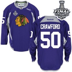 Corey Crawford Chicago Blackhawks Reebok Premier Purple Practice 2015 Stanley Cup Jersey