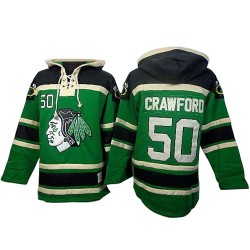 Corey Crawford Chicago Blackhawks Premier Green Old Time Hockey St. Patrick's Day McNary Lace Hoodie Jersey