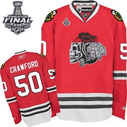Corey Crawford Chicago Blackhawks Reebok Premier White Red Skull 2015 Stanley Cup Jersey