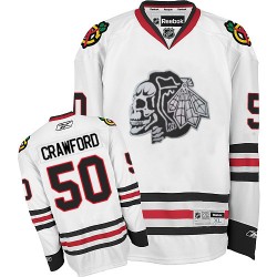 Corey Crawford Chicago Blackhawks Reebok Premier White Skull Jersey