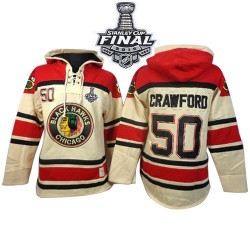 Corey Crawford Chicago Blackhawks Premier White Old Time Hockey Sawyer Hooded Sweatshirt 2015 Stanley Cup Jersey