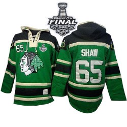 Andrew Shaw Chicago Blackhawks Authentic Green Old Time Hockey Sawyer Hooded Sweatshirt 2015 Stanley Cup Jersey