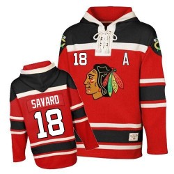 Denis Savard Chicago Blackhawks Authentic Red Old Time Hockey Sawyer Hooded Sweatshirt Jersey