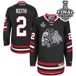 Duncan Keith Chicago Blackhawks Reebok Authentic White Black Skull 2014 Stadium Series 2015 Stanley Cup Jersey