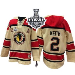 Duncan Keith Chicago Blackhawks Authentic Cream Old Time Hockey Sawyer Hooded Sweatshirt 2015 Stanley Cup Jersey