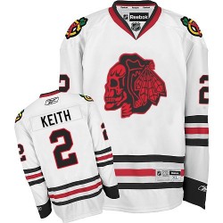 Duncan Keith Chicago Blackhawks Reebok Authentic White Red Skull Jersey
