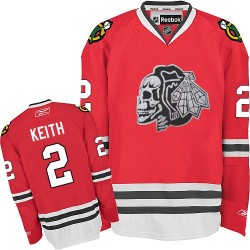 Duncan Keith Chicago Blackhawks Reebok Authentic White Red Skull Jersey