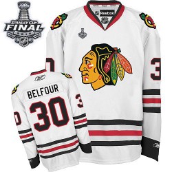 ED Belfour Chicago Blackhawks Reebok Authentic White Away 2015 Stanley Cup Jersey