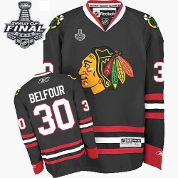 ED Belfour Chicago Blackhawks Reebok Premier Black Third 2015 Stanley Cup Jersey