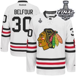 ED Belfour Chicago Blackhawks Reebok Premier White 2015 Winter Classic 2015 Stanley Cup Jersey