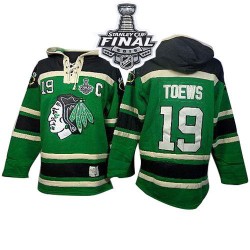 Jonathan Toews Chicago Blackhawks Authentic Green Old Time Hockey Sawyer Hooded Sweatshirt 2015 Stanley Cup Jersey