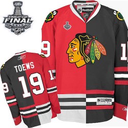 Jonathan Toews Chicago Blackhawks Reebok Authentic Red/Black Split Fashion 2015 Stanley Cup Jersey