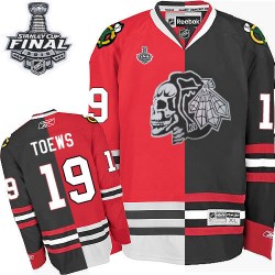 Jonathan Toews Chicago Blackhawks Reebok Authentic Red/Black White Skull Split Fashion 2015 Stanley Cup Jersey