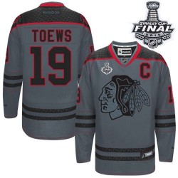 Jonathan Toews Chicago Blackhawks Reebok Premier Charcoal Cross Check Fashion 2015 Stanley Cup Jersey