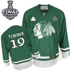 Youth Jonathan Toews Chicago Blackhawks Reebok Authentic Green St Patty's Day 2015 Stanley Cup Jersey
