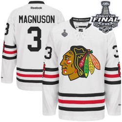 Keith Magnuson Chicago Blackhawks Reebok Authentic White 2015 Winter Classic 2015 Stanley Cup Jersey