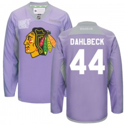 Klas Dahlbeck Chicago Blackhawks Reebok Premier Purple 2016 Hockey Fights Cancer Practice Jersey