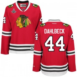 Women's Klas Dahlbeck Chicago Blackhawks Reebok Authentic Red Home 2015 Stanley Cup Champions Jersey