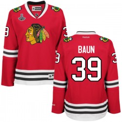 Women's Kyle Baun Chicago Blackhawks Reebok Authentic Red Home 2015 Stanley Cup Champions Jersey