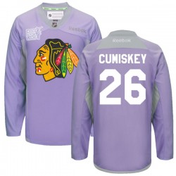 Kyle Cumiskey Chicago Blackhawks Reebok Authentic Purple 2016 Hockey Fights Cancer Practice Jersey