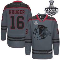 Marcus Kruger Chicago Blackhawks Reebok Authentic Charcoal Cross Check Fashion 2015 Stanley Cup Jersey