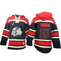 Marian Hossa Chicago Blackhawks Authentic Black Old Time Hockey Sawyer Hooded Sweatshirt Jersey