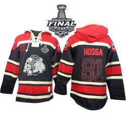 Marian Hossa Chicago Blackhawks Authentic Black Old Time Hockey Sawyer Hooded Sweatshirt 2015 Stanley Cup Jersey
