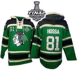 Marian Hossa Chicago Blackhawks Authentic Green Old Time Hockey St. Patrick's Day McNary Lace Hoodie 2015 Stanley Cup Jersey
