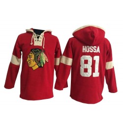Marian Hossa Chicago Blackhawks Authentic Red Old Time Hockey Pullover Hoodie Jersey