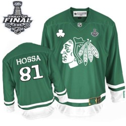 Marian Hossa Chicago Blackhawks Reebok Authentic Green St Patty's Day 2015 Stanley Cup Jersey