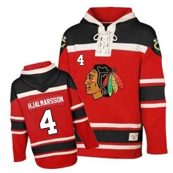 Niklas Hjalmarsson Chicago Blackhawks Authentic Red Old Time Hockey Sawyer Hooded Sweatshirt Jersey