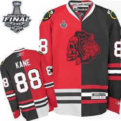 Patrick Kane Chicago Blackhawks Reebok Authentic Red/Black Red Skull Split Fashion 2015 Stanley Cup Jersey