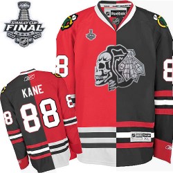 Patrick Kane Chicago Blackhawks Reebok Authentic Red/Black White Skull Split Fashion 2015 Stanley Cup Jersey