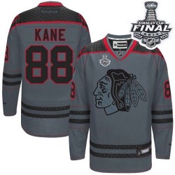 Patrick Kane Chicago Blackhawks Reebok Premier Charcoal Cross Check Fashion 2015 Stanley Cup Jersey