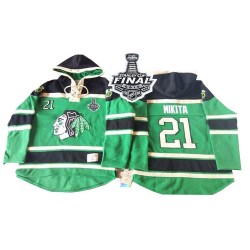 Stan Mikita Chicago Blackhawks Authentic Green Old Time Hockey St. Patrick's Day McNary Lace Hoodie 2015 Stanley Cup Jersey