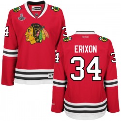 Women's Tim Erixon Chicago Blackhawks Reebok Authentic Red Home 2015 Stanley Cup Champions Jersey