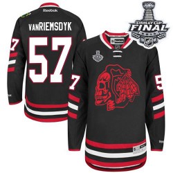 Trevor Van Riemsdyk Chicago Blackhawks Reebok Authentic Black Red Skull 2014 Stadium Series 2015 Stanley Cup Jersey