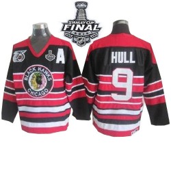 Bobby Hull Chicago Blackhawks CCM Authentic Red/Black Throwback 75TH 2015 Stanley Cup Jersey