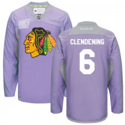 Adam Clendening Chicago Blackhawks Reebok Authentic Purple 2016 Hockey Fights Cancer Practice Jersey