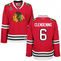 Women's Adam Clendening Chicago Blackhawks Reebok Authentic Red Home 2015 Stanley Cup Champions Jersey