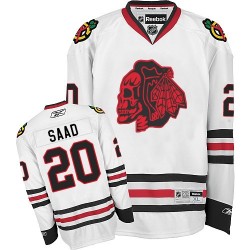 Brandon Saad Chicago Blackhawks Reebok Authentic White Red Skull Jersey