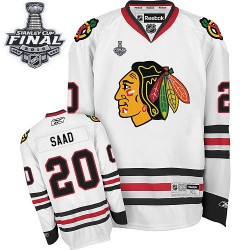 Youth Brandon Saad Chicago Blackhawks Reebok Authentic White Away 2015 Stanley Cup Jersey