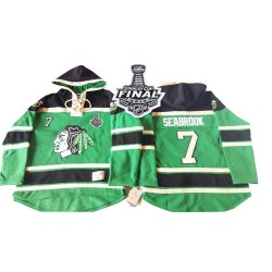 Brent Seabrook Chicago Blackhawks Authentic Green Old Time Hockey St. Patrick's Day McNary Lace Hoodie 2015 Stanley Cup Jersey