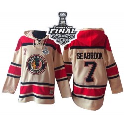Brent Seabrook Chicago Blackhawks Authentic Cream Old Time Hockey Sawyer Hooded Sweatshirt 2015 Stanley Cup Jersey