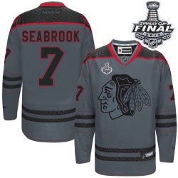Brent Seabrook Chicago Blackhawks Reebok Premier Charcoal Cross Check Fashion 2015 Stanley Cup Jersey