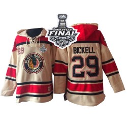 Bryan Bickell Chicago Blackhawks Authentic Cream Old Time Hockey Sawyer Hooded Sweatshirt 2015 Stanley Cup Jersey