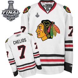 Chris Chelios Chicago Blackhawks Reebok Premier White Away 2015 Stanley Cup Jersey