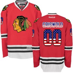 Clark Griswold Chicago Blackhawks Reebok Authentic Red USA Flag Fashion Jersey