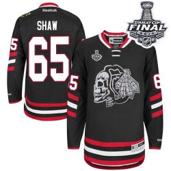 Andrew Shaw Chicago Blackhawks Reebok Authentic White Black Skull 2014 Stadium Series 2015 Stanley Cup Jersey